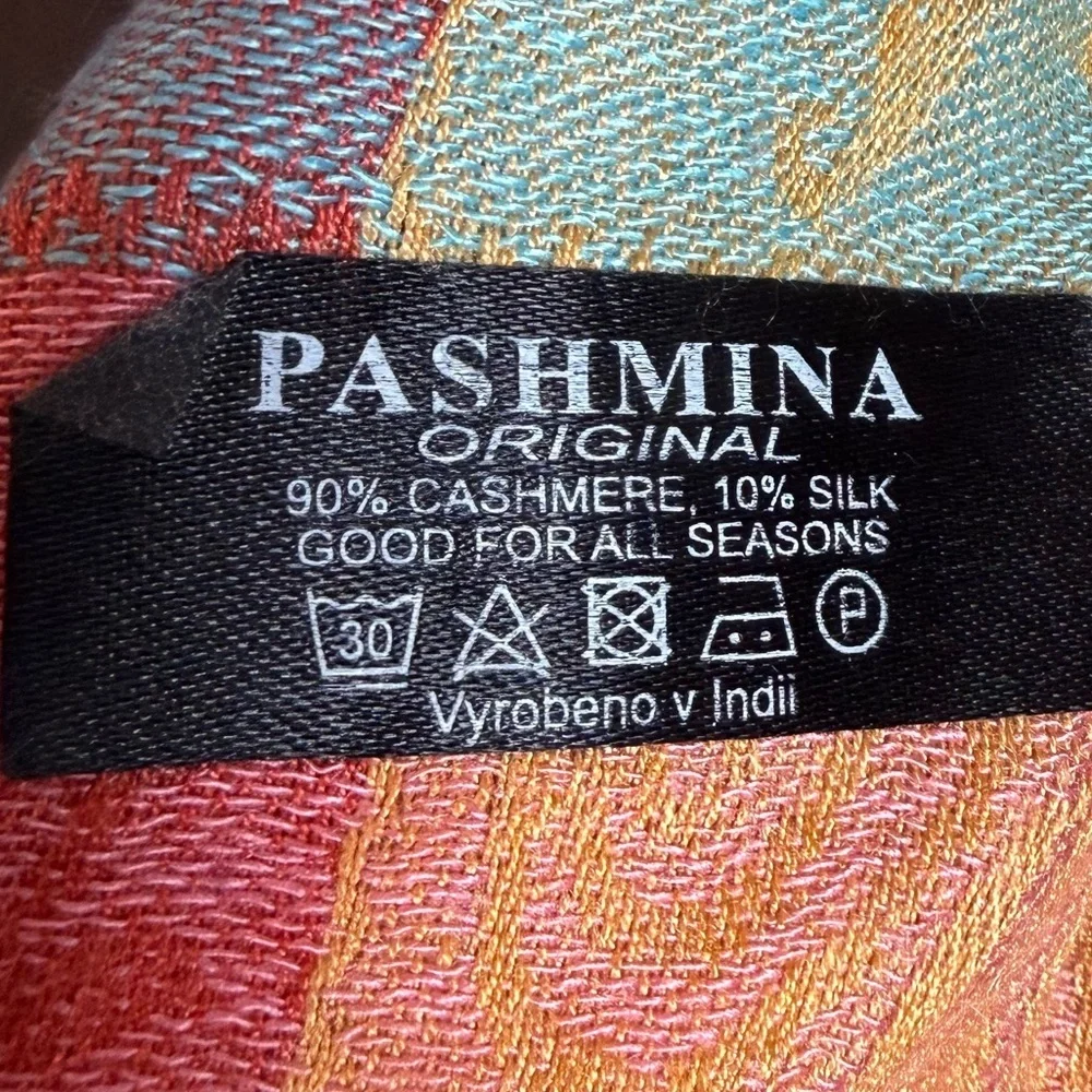Pashmina 90% Cashmere 10% Silk Scarf Pastels 76x29 Plus Fringe